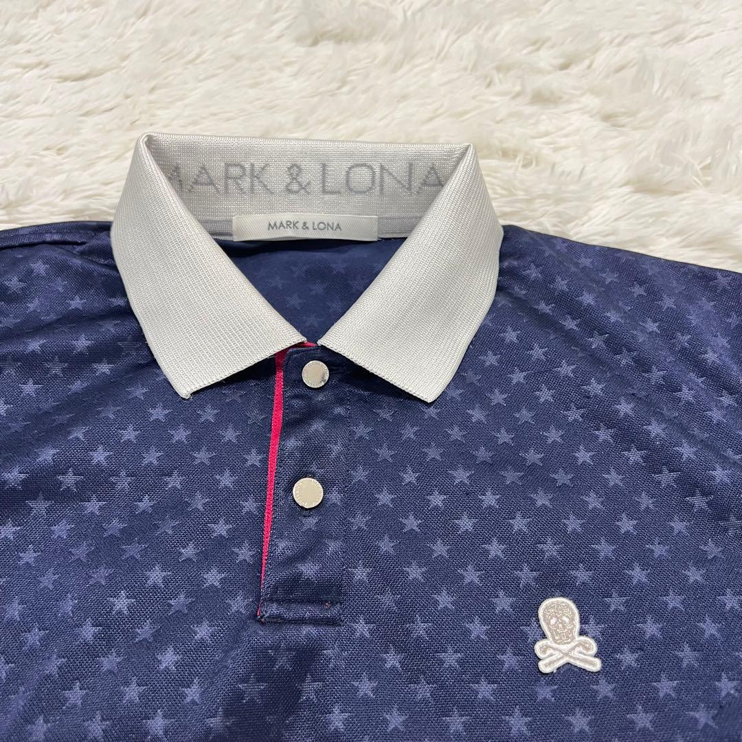 ★派手★　MARK&LONA ゴルフウェア ポロシャツ スカル刺繍 スター柄 M