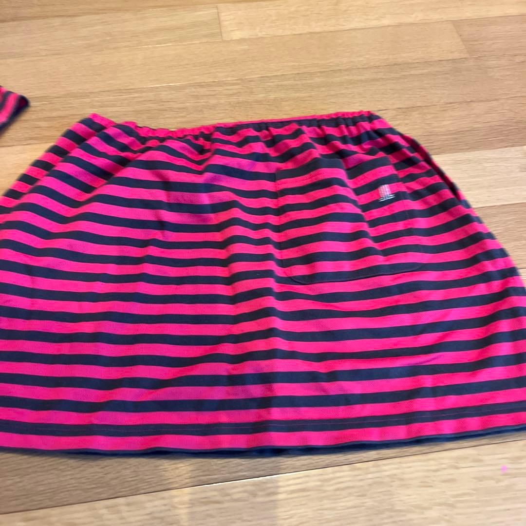 ランバン　スポール　ピンクストライプ ポロシャツとスカートセット　LANVAN