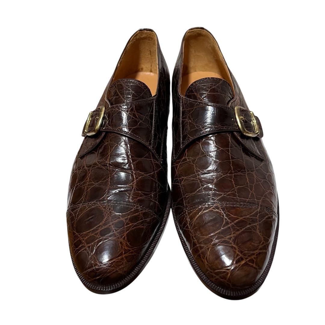 フルーツモンキー ほぼ未使用 クロコダイル シングルモンク シューズ 23