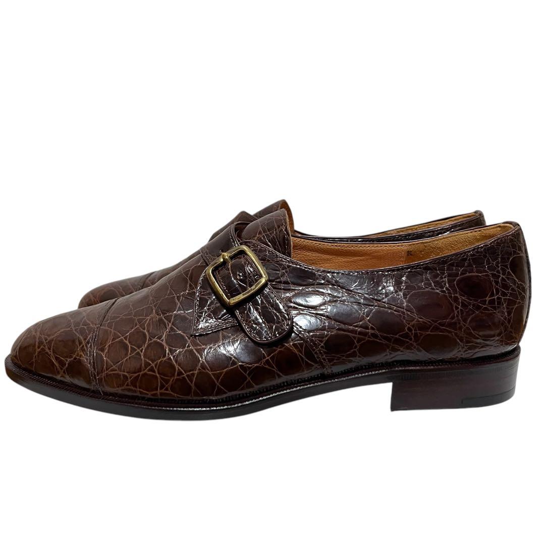 フルーツモンキー ほぼ未使用 クロコダイル シングルモンク シューズ 23