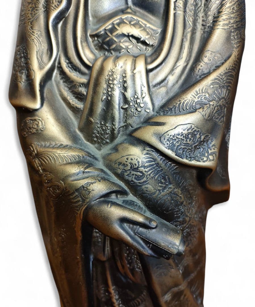 鶯玉作】観音菩薩 仏像 古美術 非鉄 金属工芸 彫刻 観音像