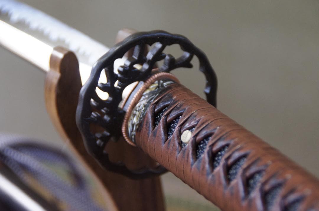 「週末特価」革巻き柄　塗分鞘　美術模擬刀　72cm　963g