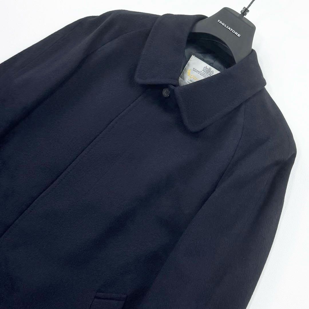 アクアスキュータム カシミヤ100 ステンカラーコート ロング丈 イギリス製 紺