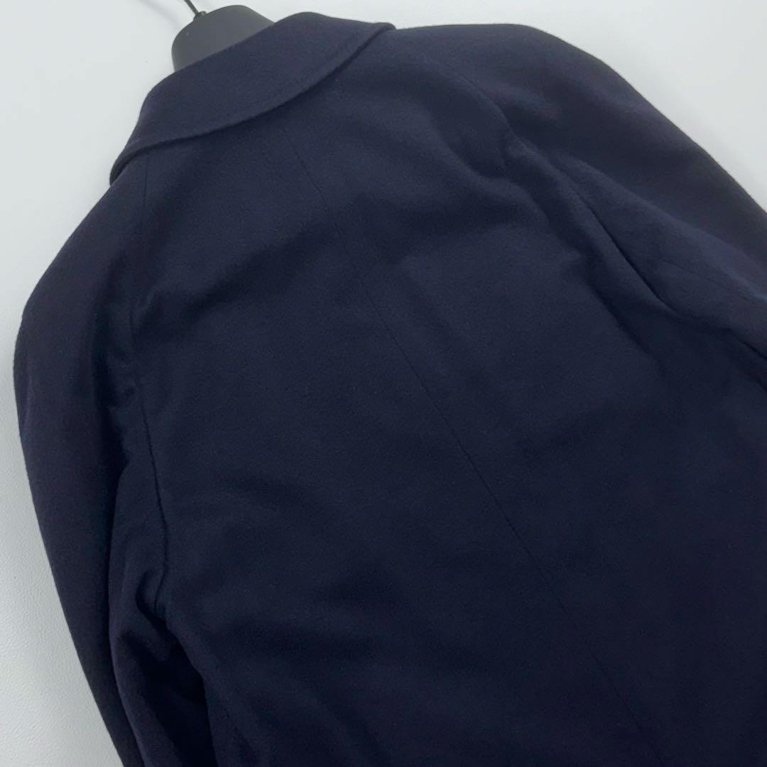 アクアスキュータム カシミヤ100 ステンカラーコート ロング丈 イギリス製 紺