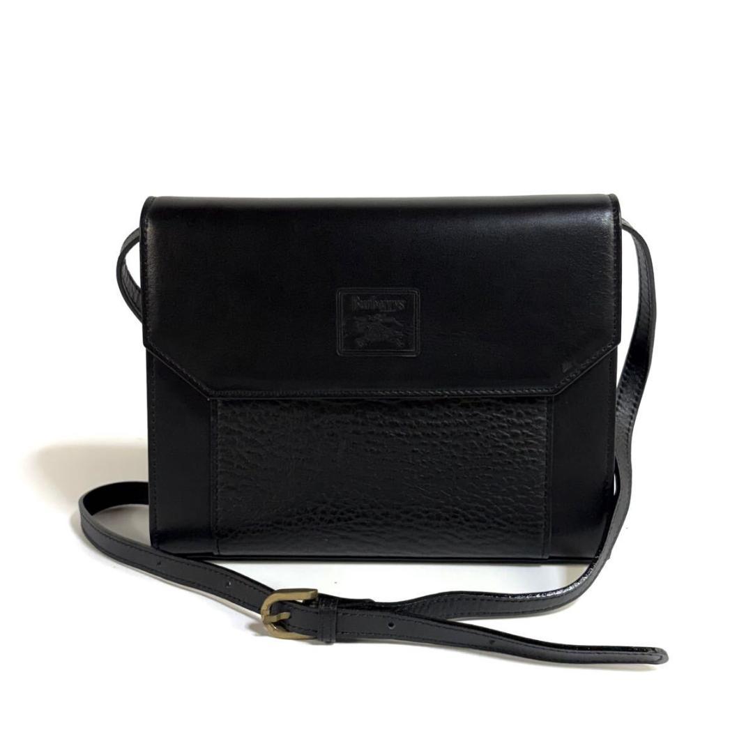 【極美品】BURBERRY レザー サコッシュ ヴィンテージ ブラック 元箱付き