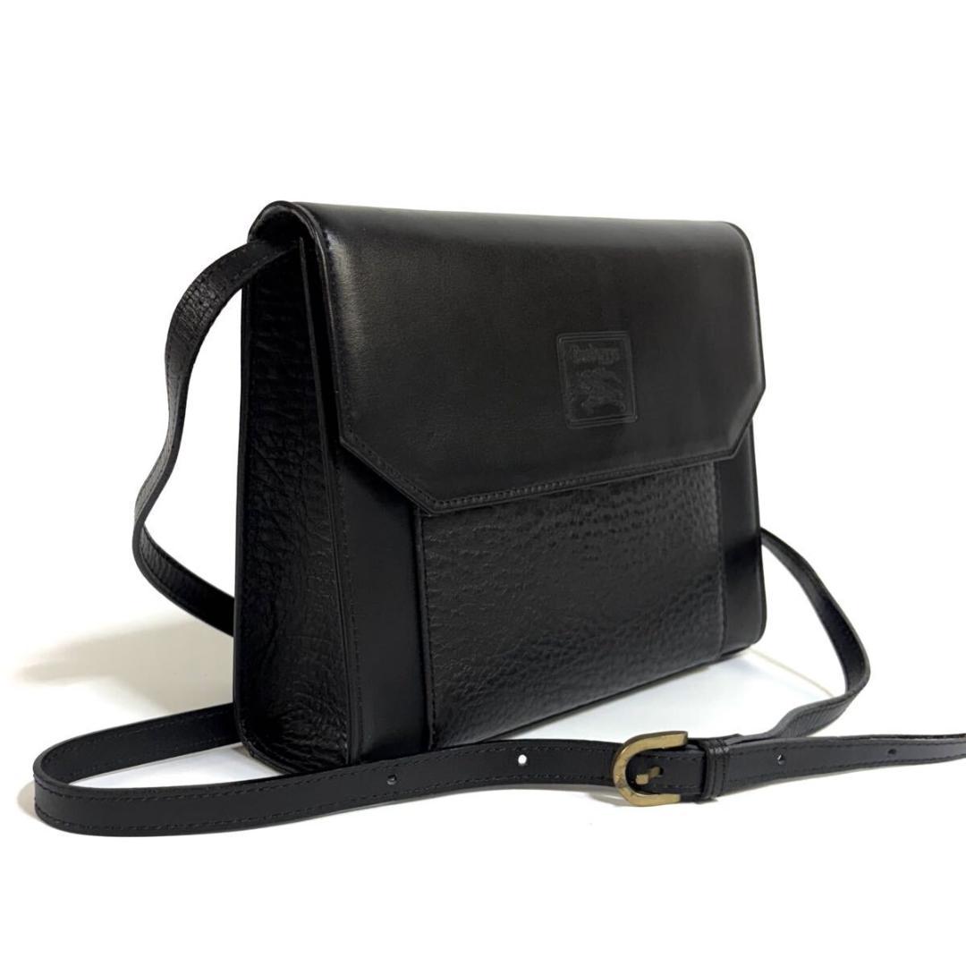 【極美品】BURBERRY レザー サコッシュ ヴィンテージ ブラック 元箱付き