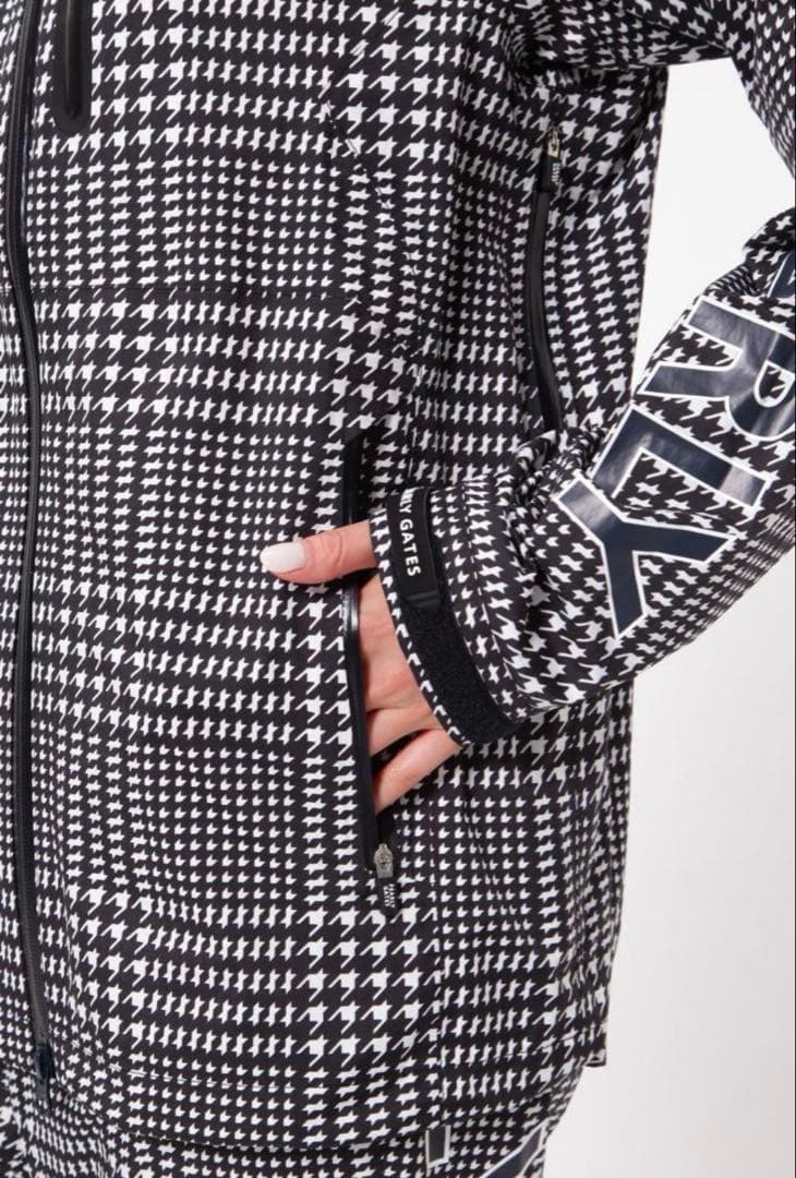 新品 パーリーゲイツ ストレッチ 千鳥柄 レインウェア 上下 セットアップ 1
