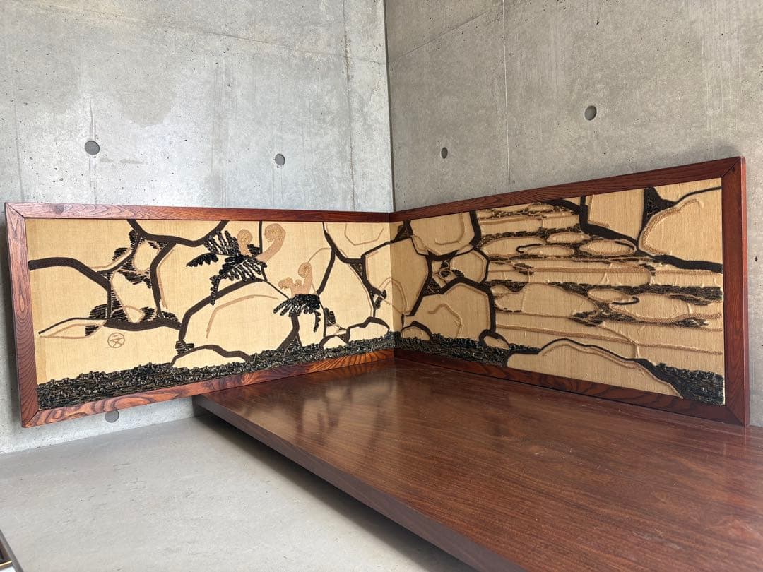 刺繍　デザイン的な屏風間仕切り191.5cm×44cm　パーテーション 間仕切り パーテーション 屏風 スクリーン bx-181