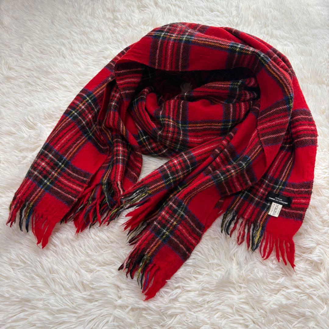 トリコットコムデギャルソン 大判ストール チェック柄 マフラー ブランケット