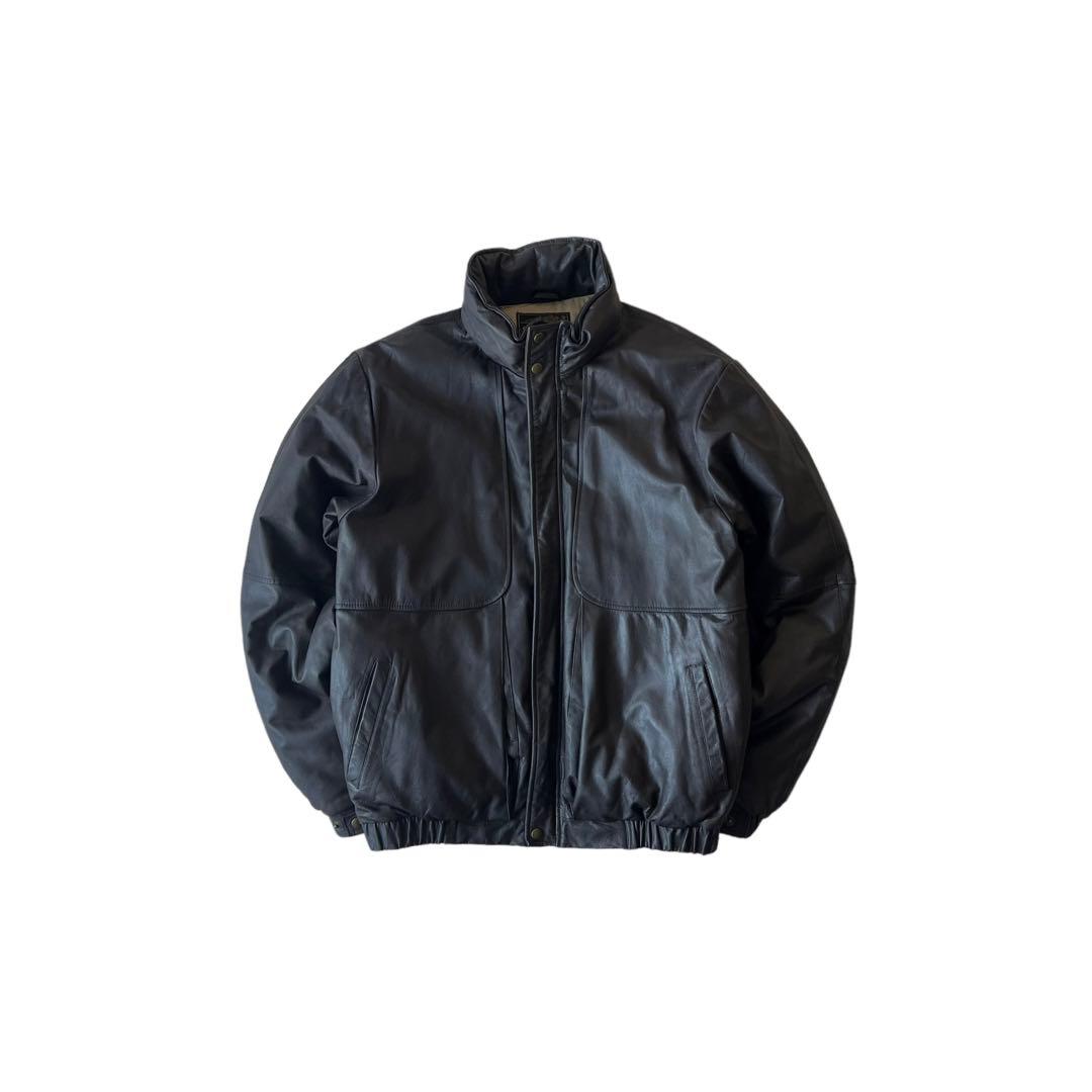 希少】80s Eddie Bauer レザーダウンジャケット ブラウン L