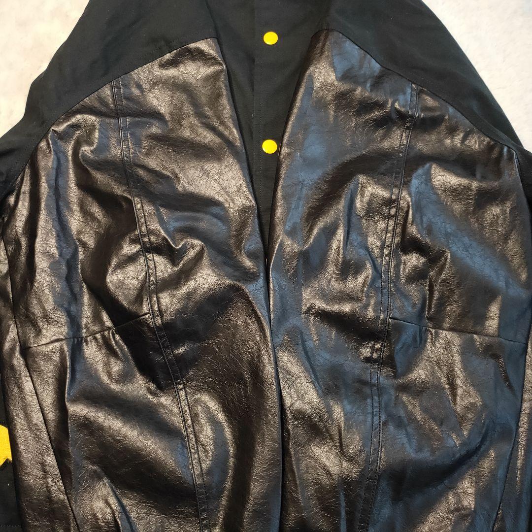 超人気】GALFY スタジャン 黒✕黄 バックロゴ パイルロゴ リブライン