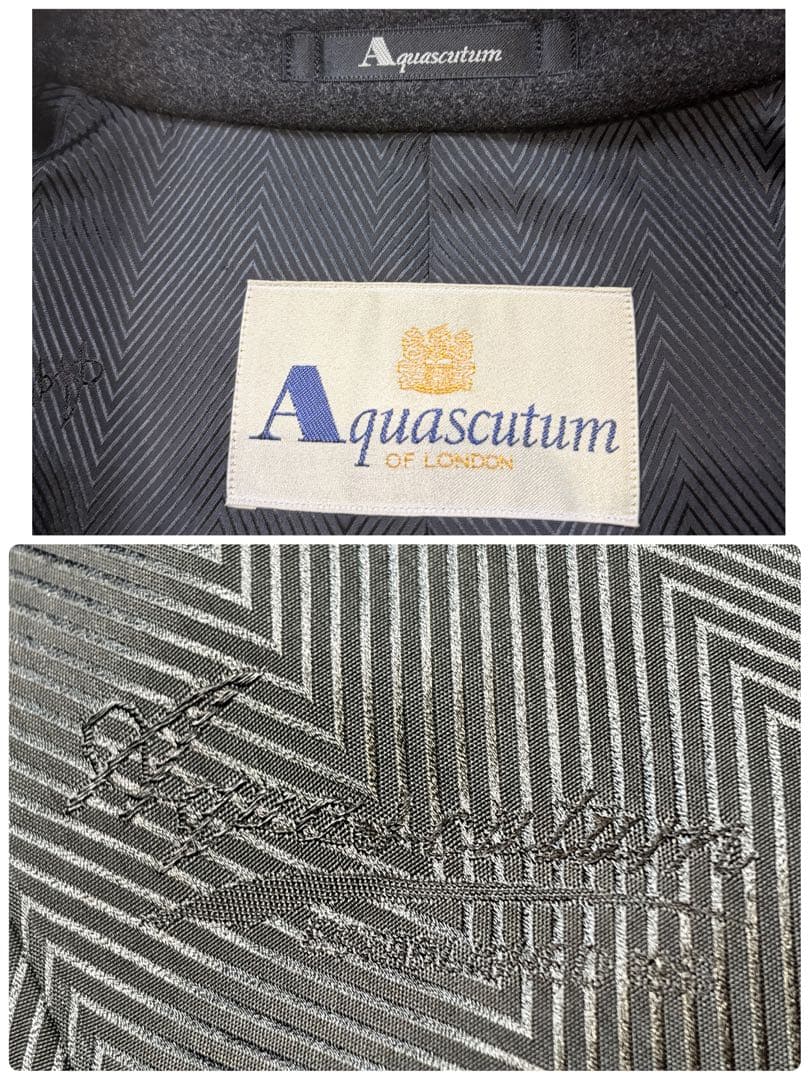 【カシミヤ100%】美品 アクアスキュータム 超ロング ステンカラーコート XL