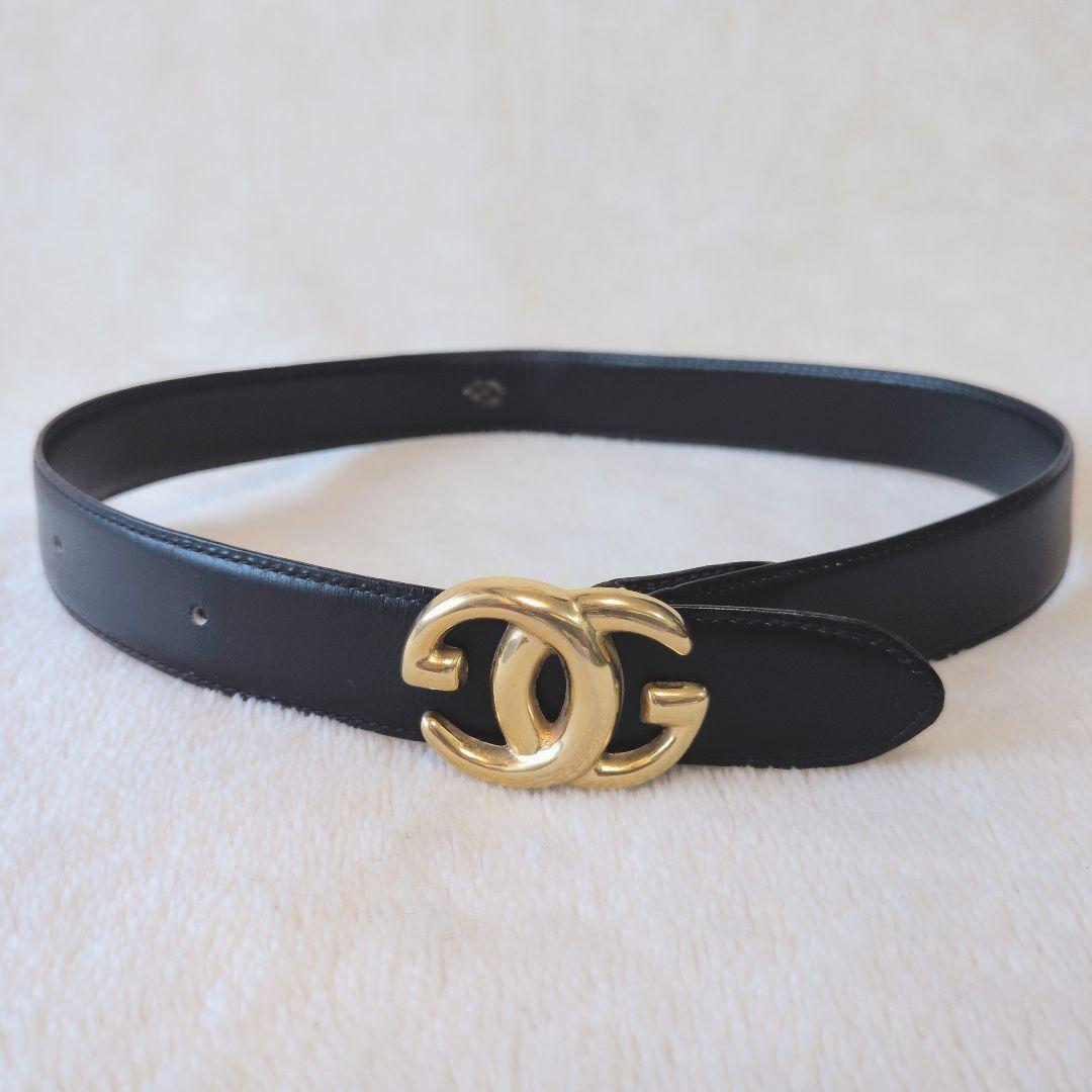 ★GUCCI グッチ 黒 レザーベルト ゴールド CCロゴ　送料込み