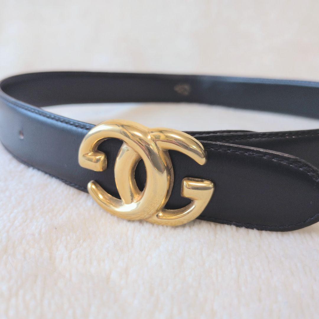 ★GUCCI グッチ 黒 レザーベルト ゴールド CCロゴ　送料込み