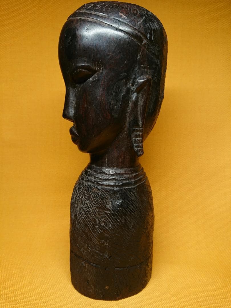 人形　木彫　彫刻　彫像　1.1kg　置物　インテリア　工芸品　美術品　A2521