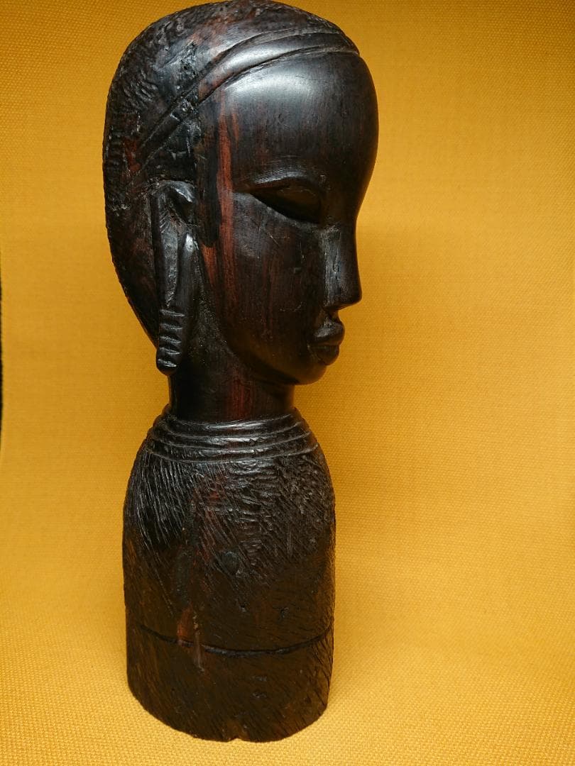 人形　木彫　彫刻　彫像　1.1kg　置物　インテリア　工芸品　美術品　A2521