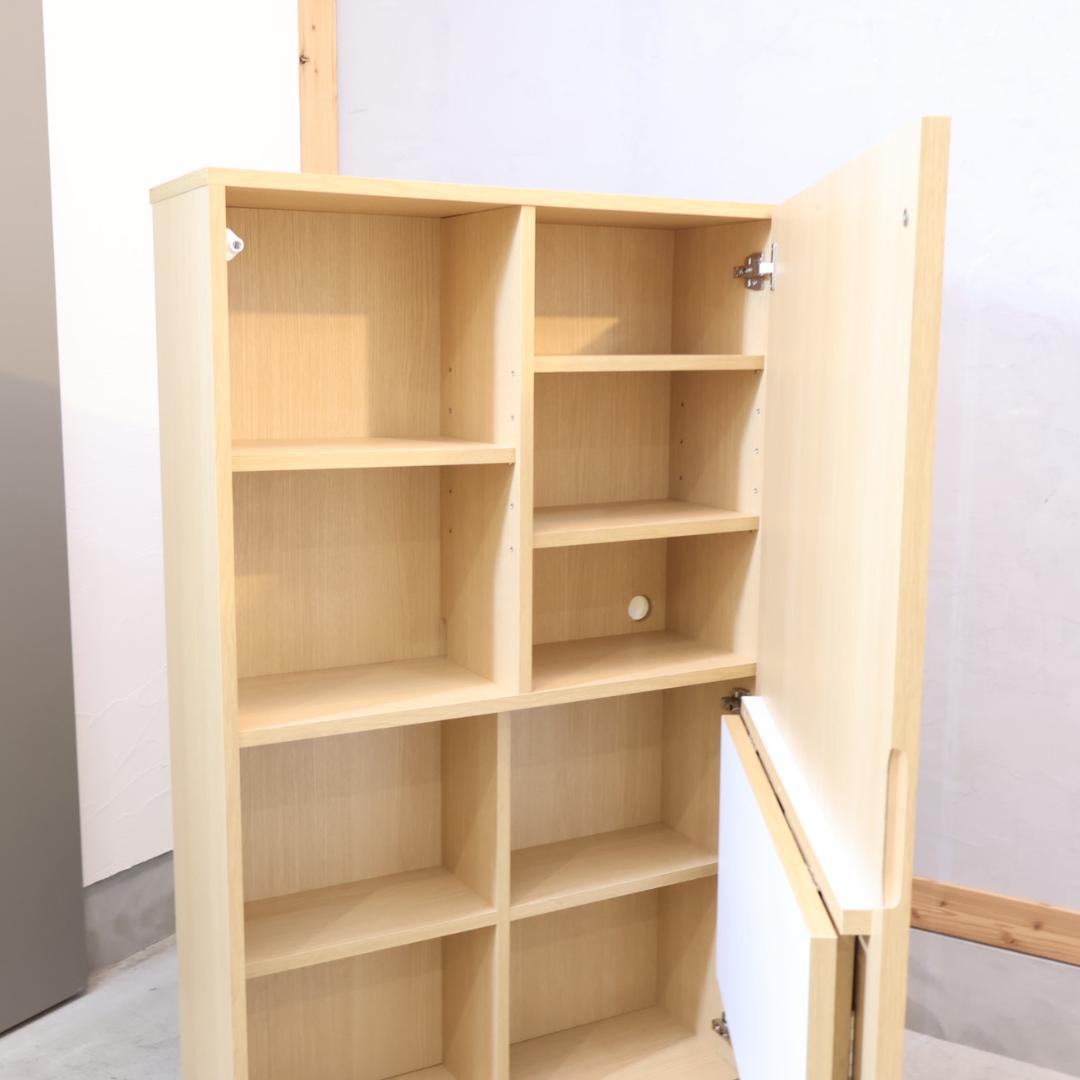 北欧スタイル 移動式デスク＆シェルフキャビネット キャスター 折り畳み式