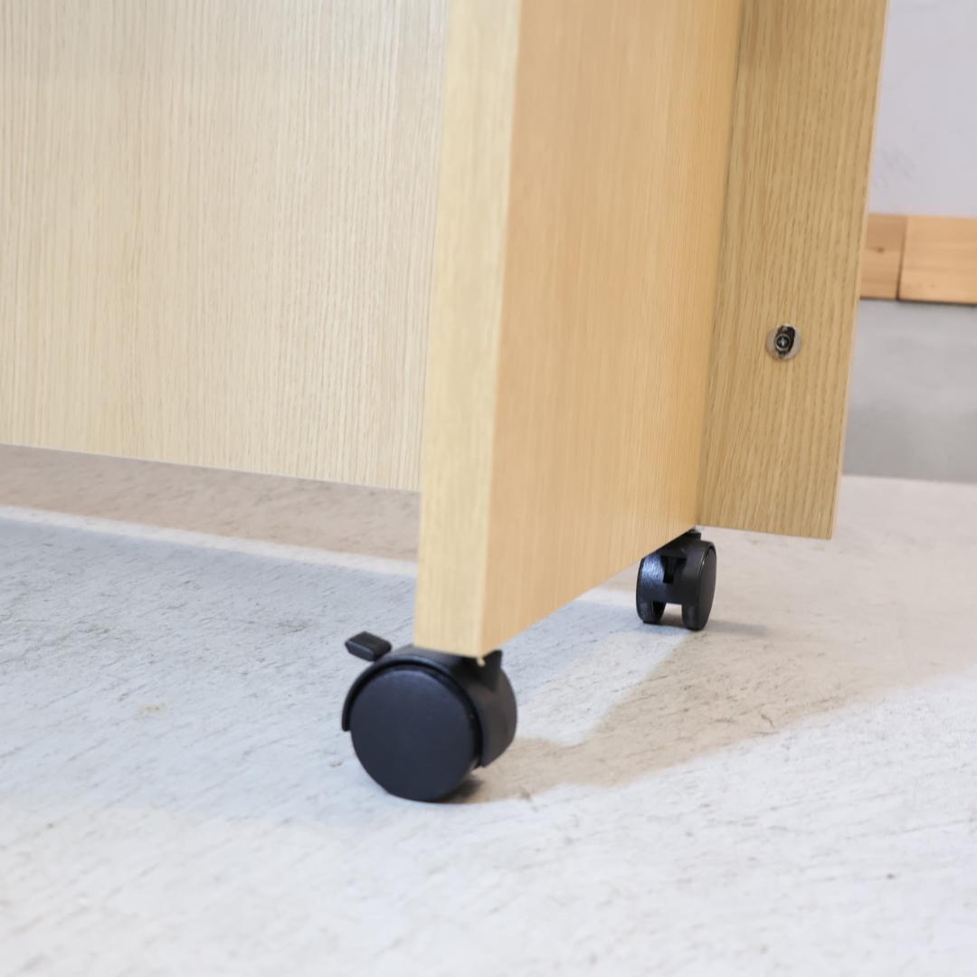 北欧スタイル 移動式デスク＆シェルフキャビネット キャスター 折り畳み式