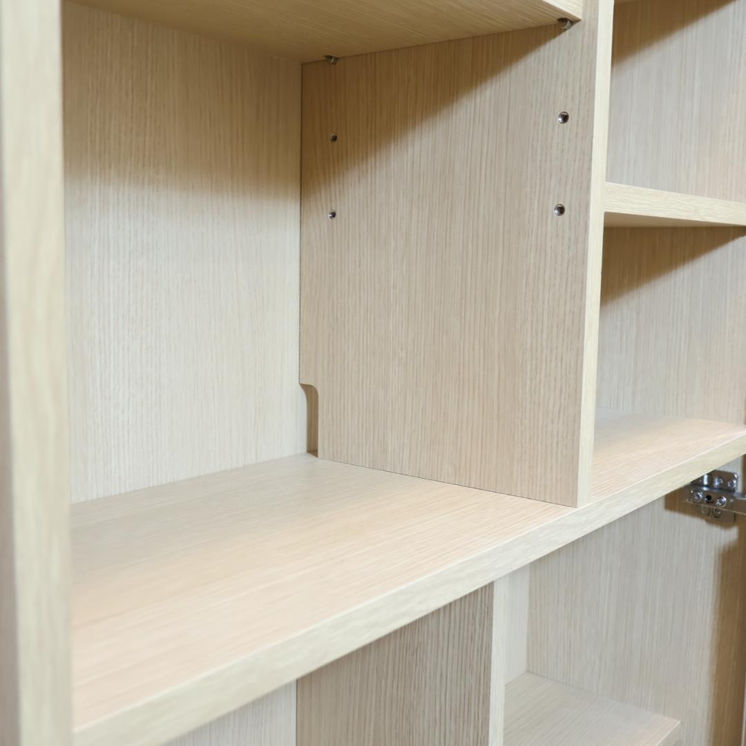 北欧スタイル 移動式デスク＆シェルフキャビネット キャスター 折り畳み式