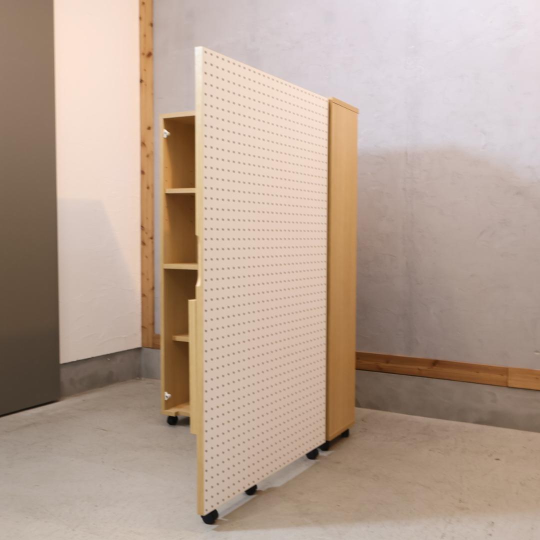 北欧スタイル 移動式デスク＆シェルフキャビネット キャスター 折り畳み式