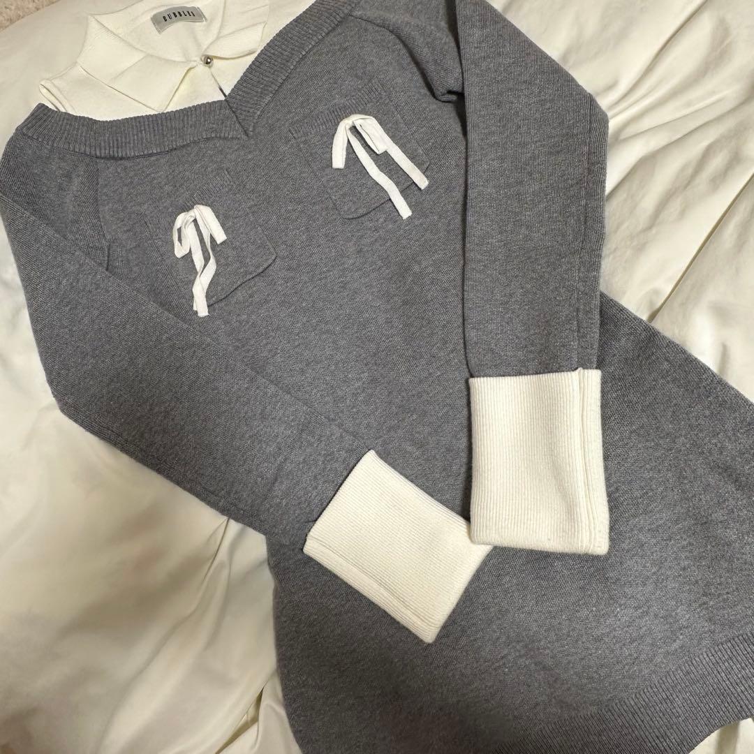 BUBBLES スクールガールニットワンピース　グレー Mサイズ