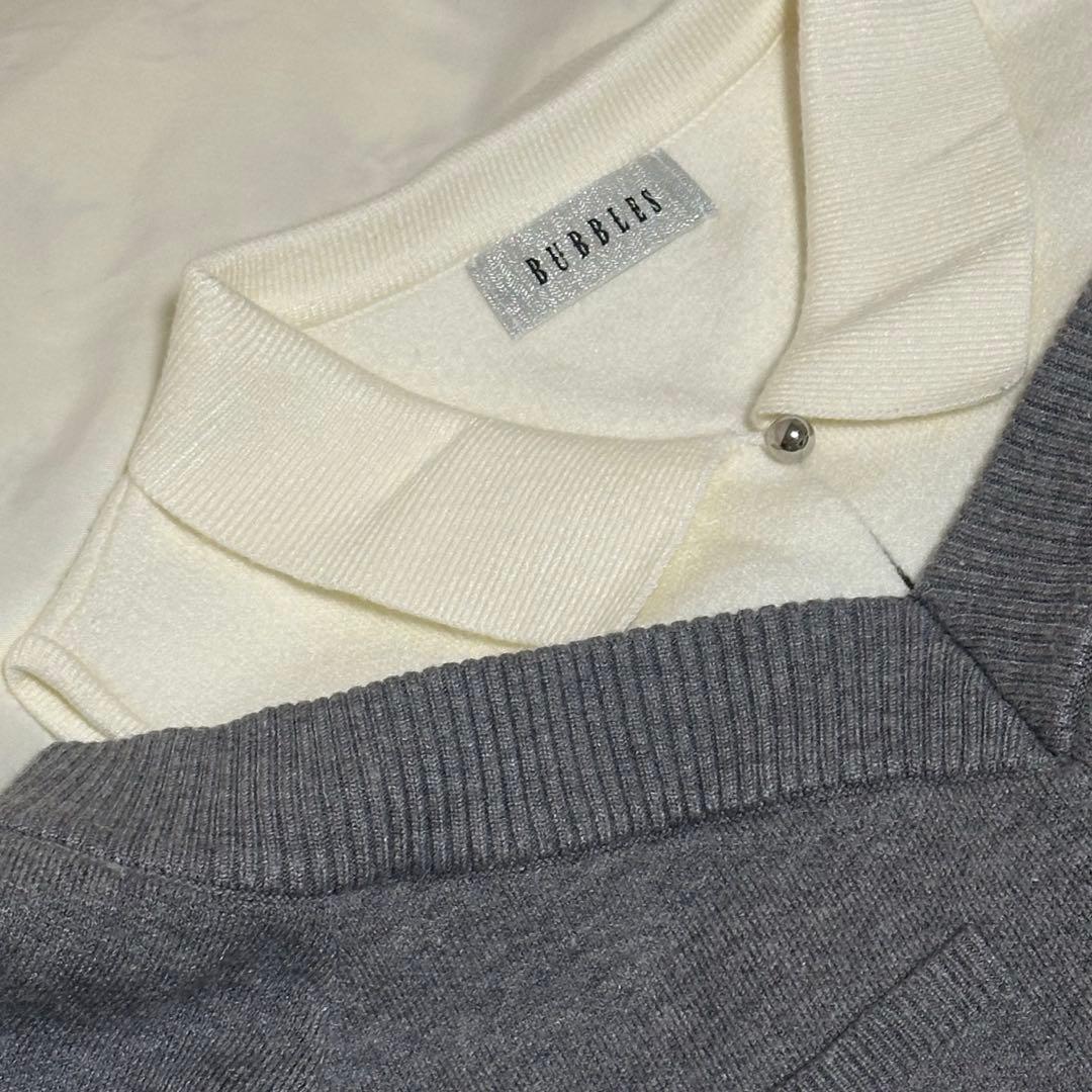 BUBBLES スクールガールニットワンピース　グレー Mサイズ