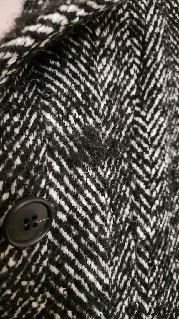 Her lip to ツイード ロングコートヘリンボーン ウール ミックスヤーン