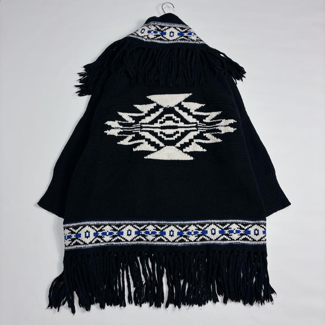 可愛い♡ポロラルフローレン ネイティブ柄 ポンチョ フリンジ キャメル アルパカ