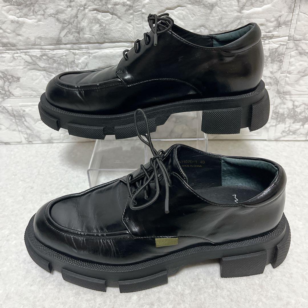 ⭐美品⭐マナ MANA レースアップシューズ 厚底 黒 25㎝ 40