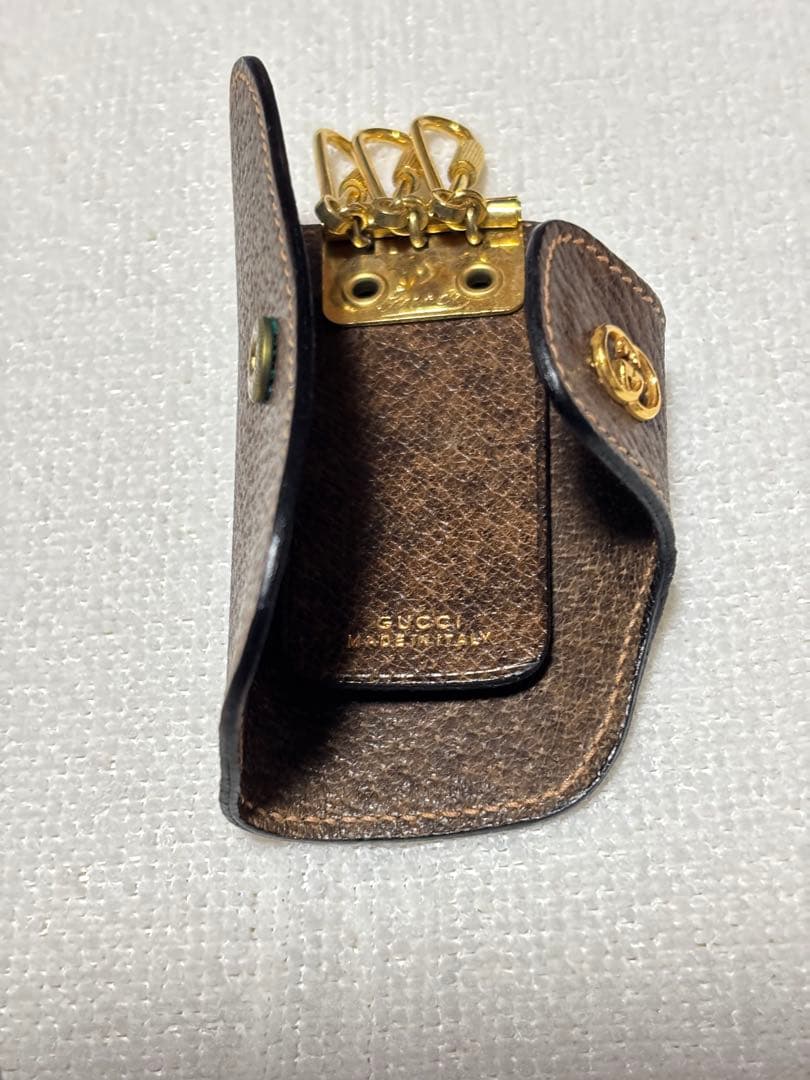 未使用品☆GUCCI オールドグッチ レザー3連キーケース 茶 イタリア製