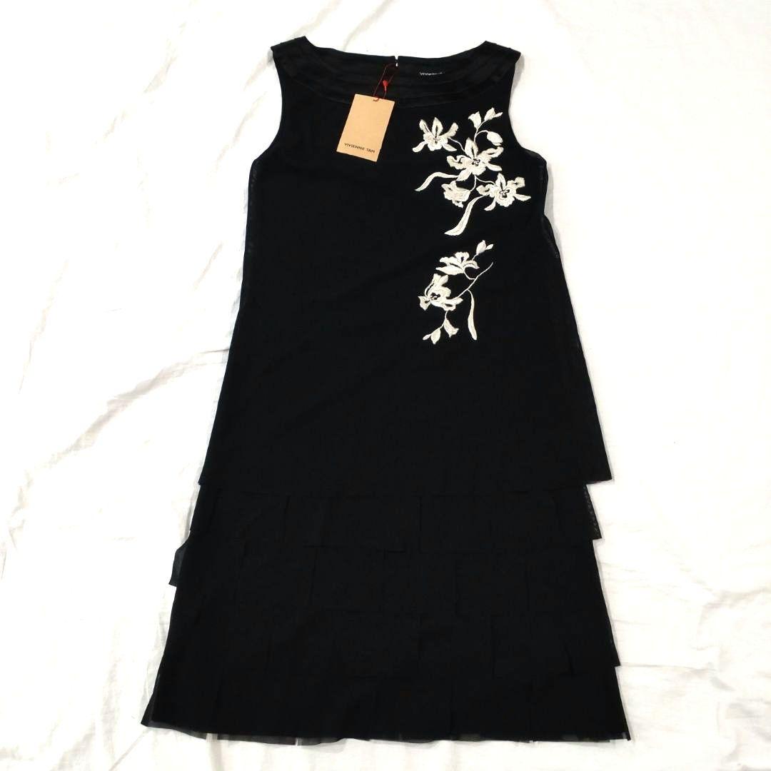 Vivienne Tam ブラック刺繍ノースリーブワンピース タグ付き 訳あり