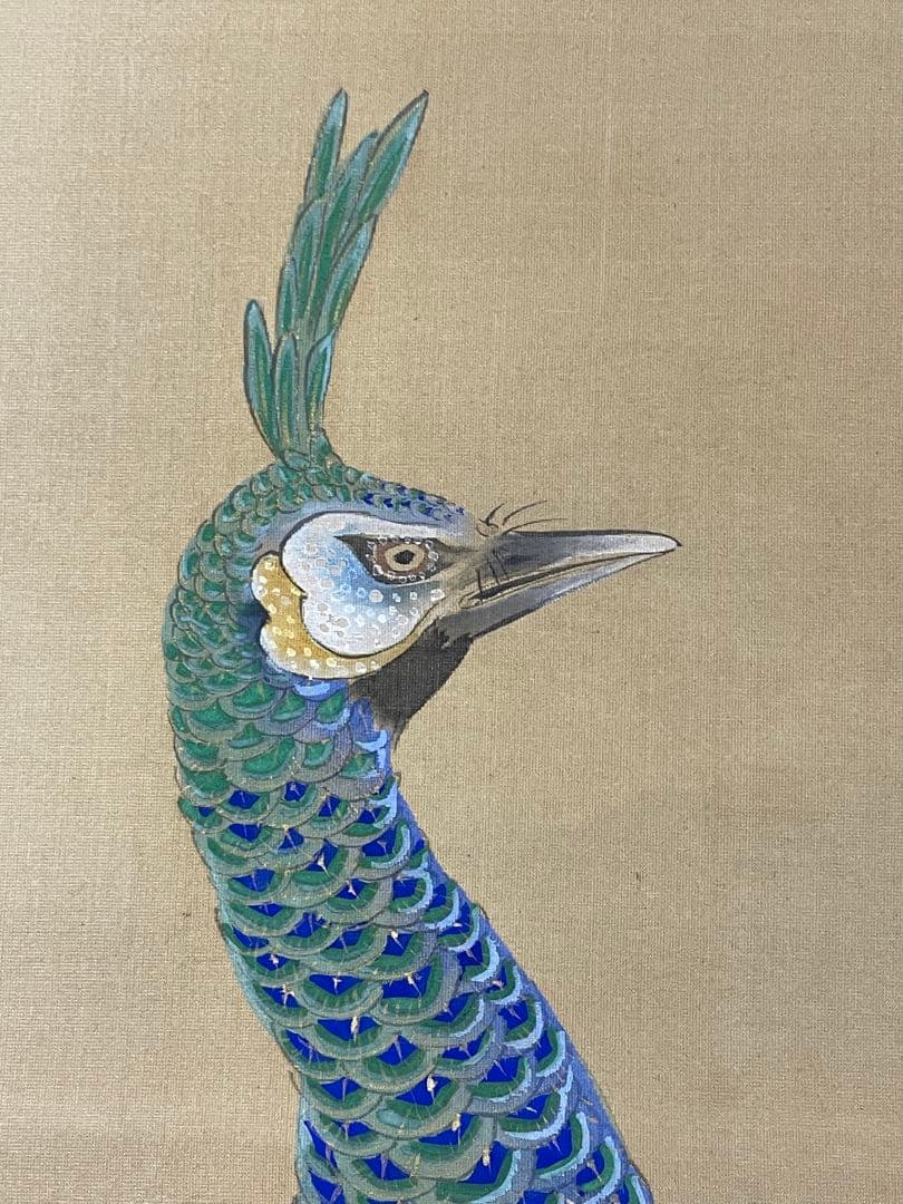 日本画 熊斐銘 孔雀図 掛軸 肉筆 絹本 時代箱付 古美術 4C06-11 - メルカリ