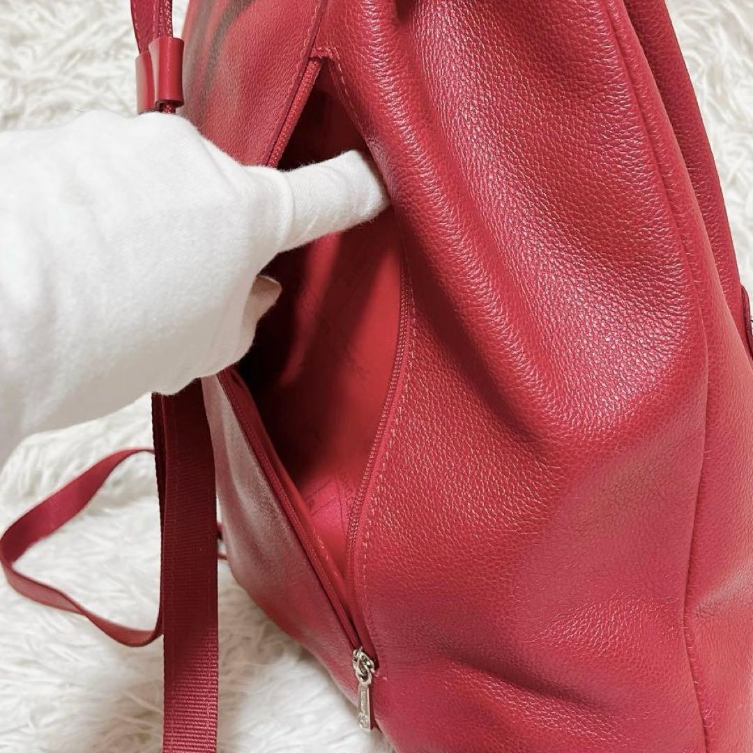 【美品•希少色】ロンシャン ル フローネ バックパック リュック レザー レッド