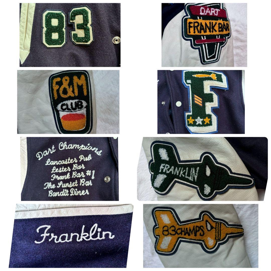 FRANKLIN&MARSHAL スタジャン 牛革 袖レザー キルティング