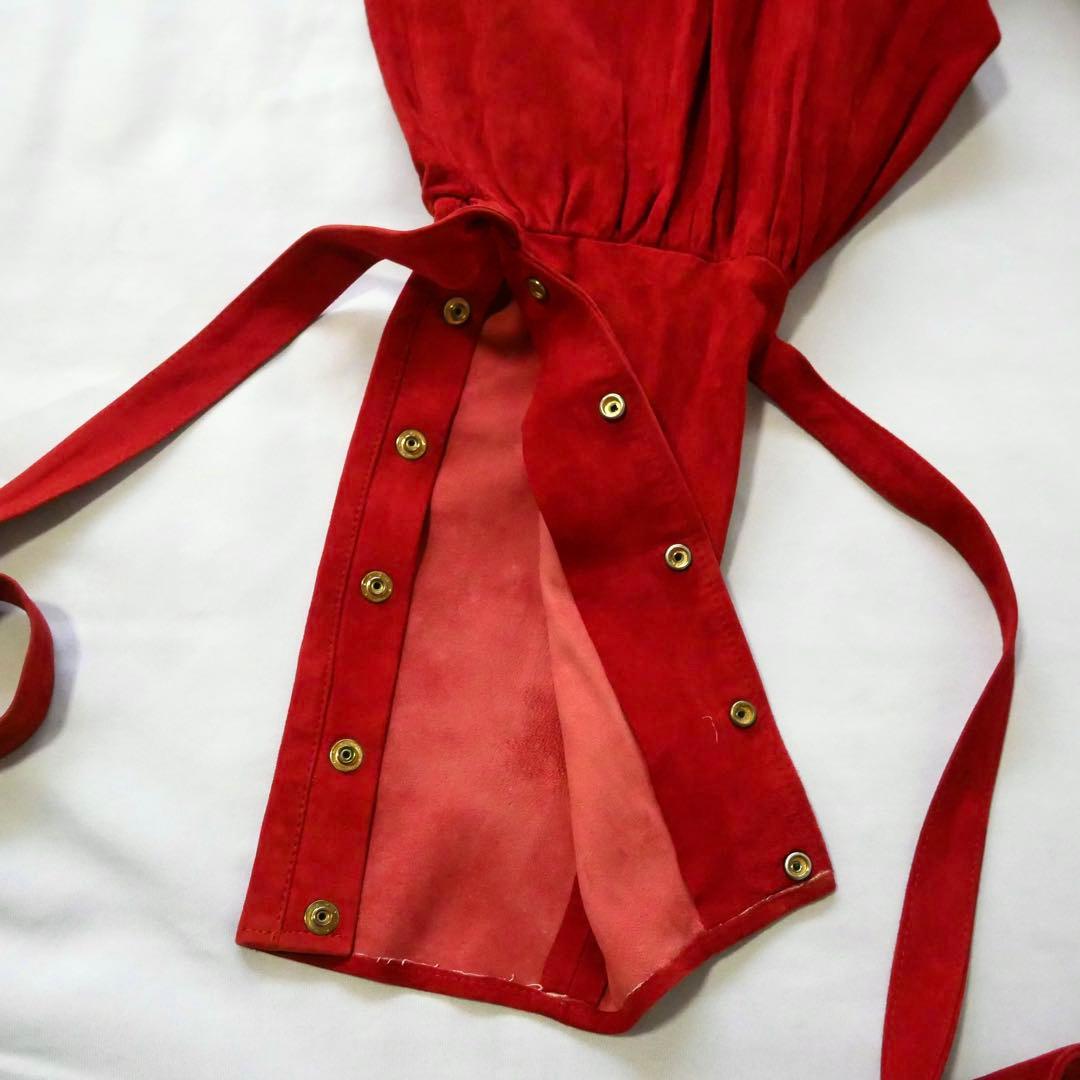 80s イタリア製　80年代　ヴィンテージ　リボン付き　ヌバックレザーパンツ