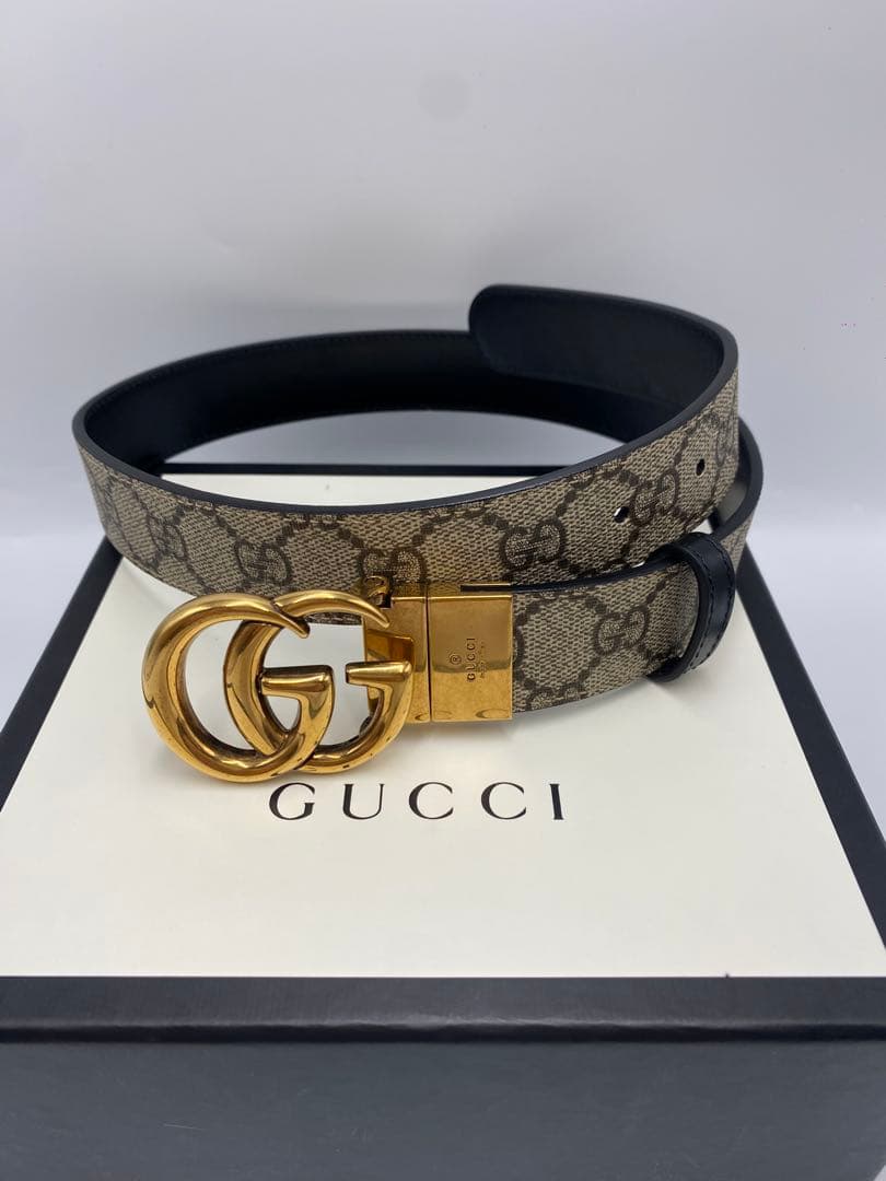 新品同様‼️ グッチ ダブルGバックル GGマーモント リバーシブル ベルト