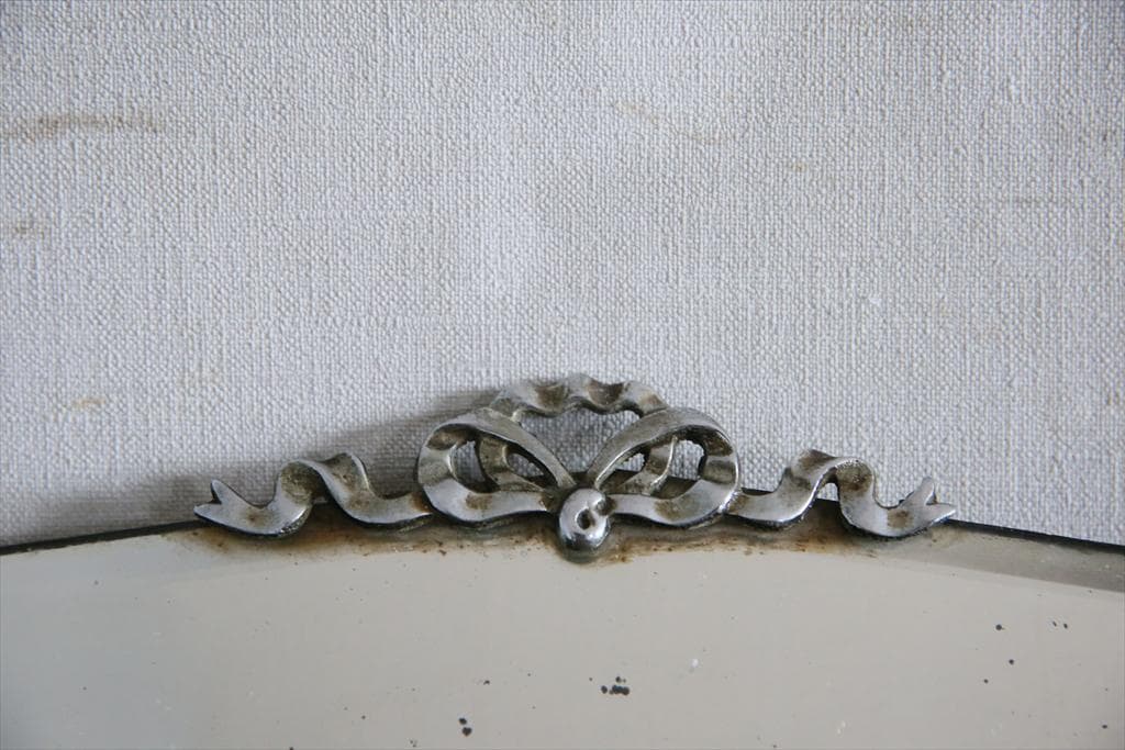 英国アンティーク壁掛けカッティングミラー/姿見ウォールミラー鏡(81-25)