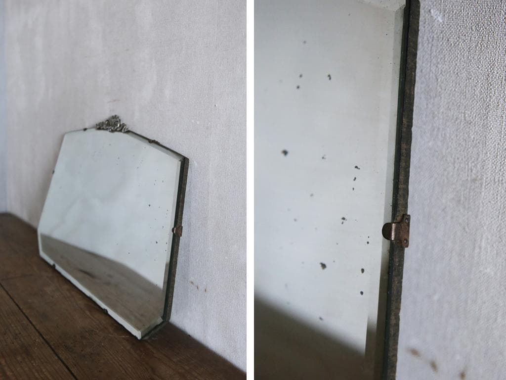 英国アンティーク壁掛けカッティングミラー/姿見ウォールミラー鏡(81-25)