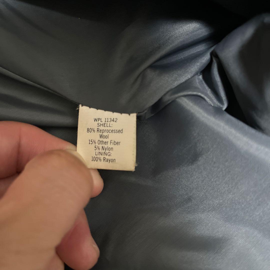 Used ネイビー ベージュ スタジャン ウール レザー