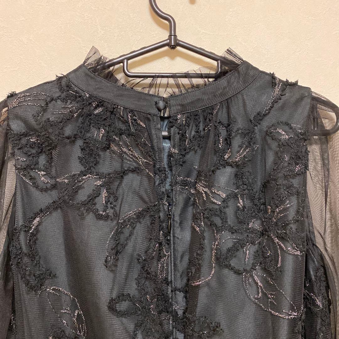 最終価格‼️フェザーフラワーチュールドレス 黒ブラック S オケージョンドレス