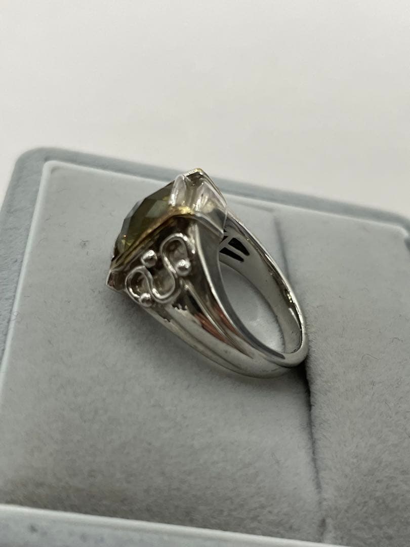 k18 silver925 ペリドットリング　天然石　10号