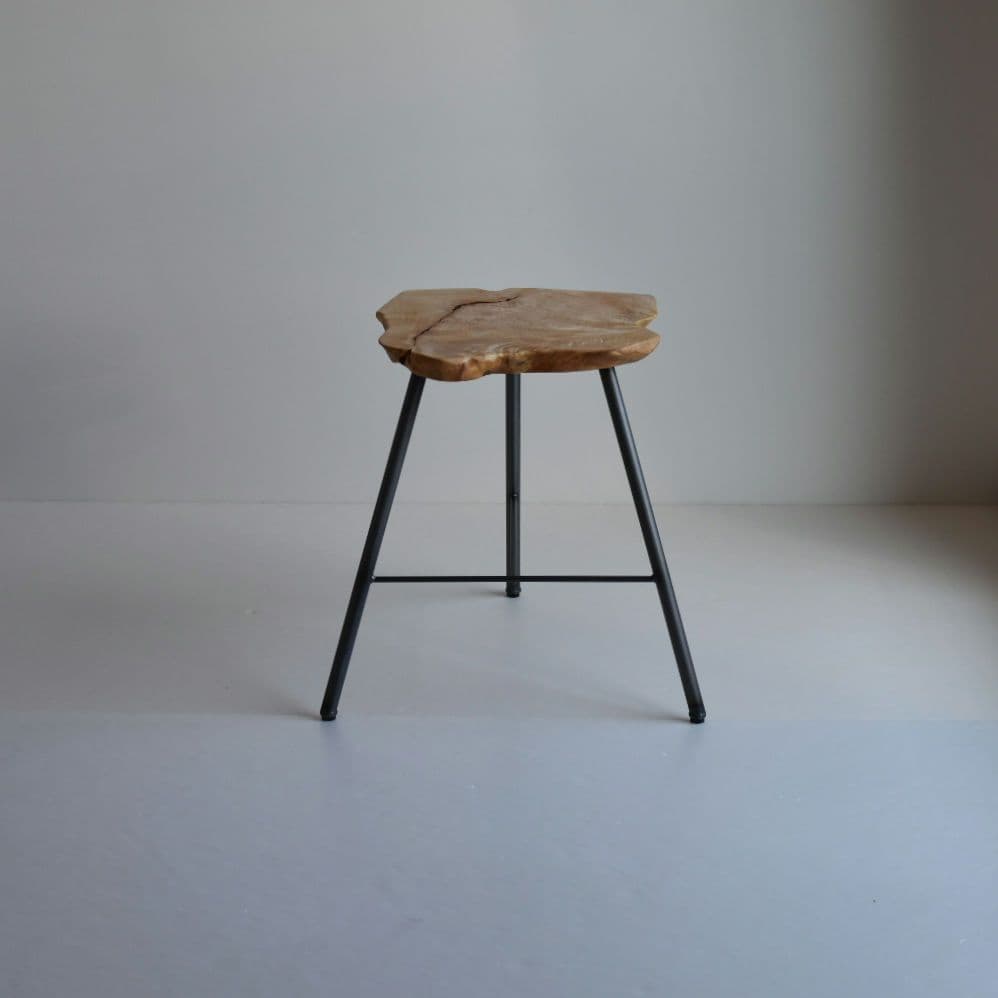 112 栃 ハンドメイド サイドテーブル スツール 花台 腰掛け 椅子 無垢材