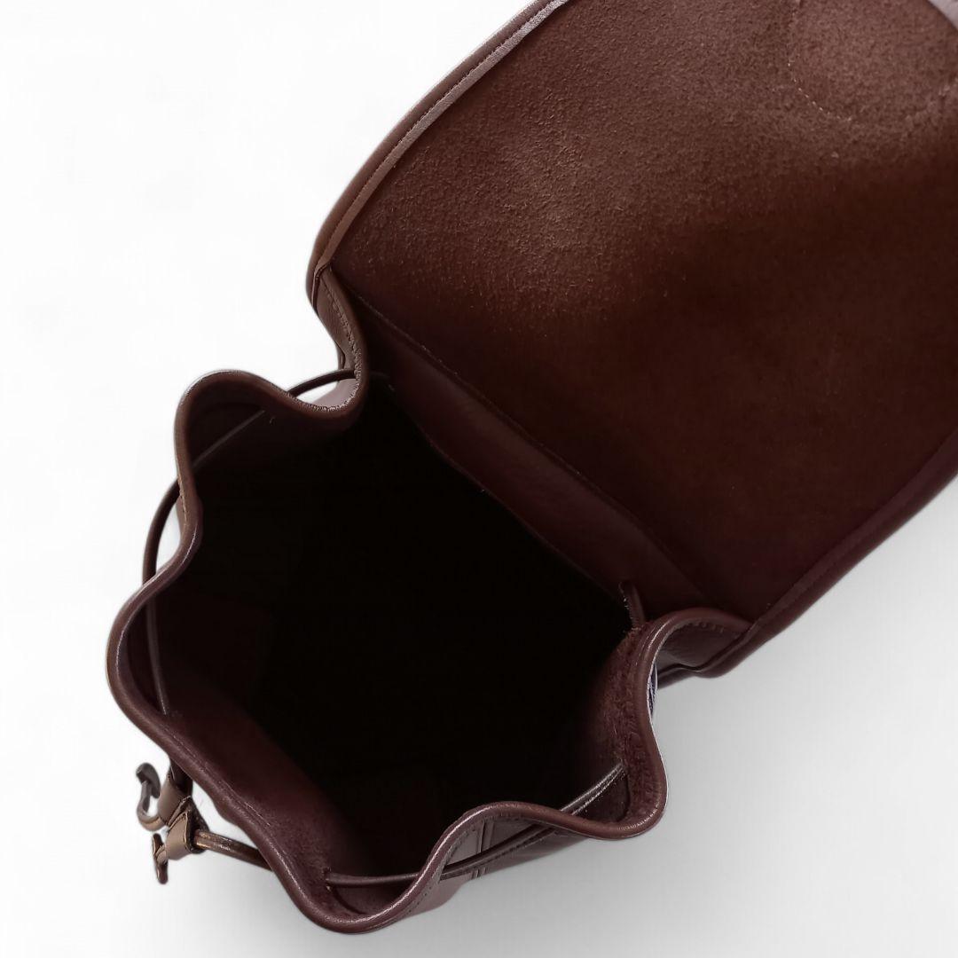 良品 90s Old COACH レザーリュック 本革 USA製 こげ茶 巾着