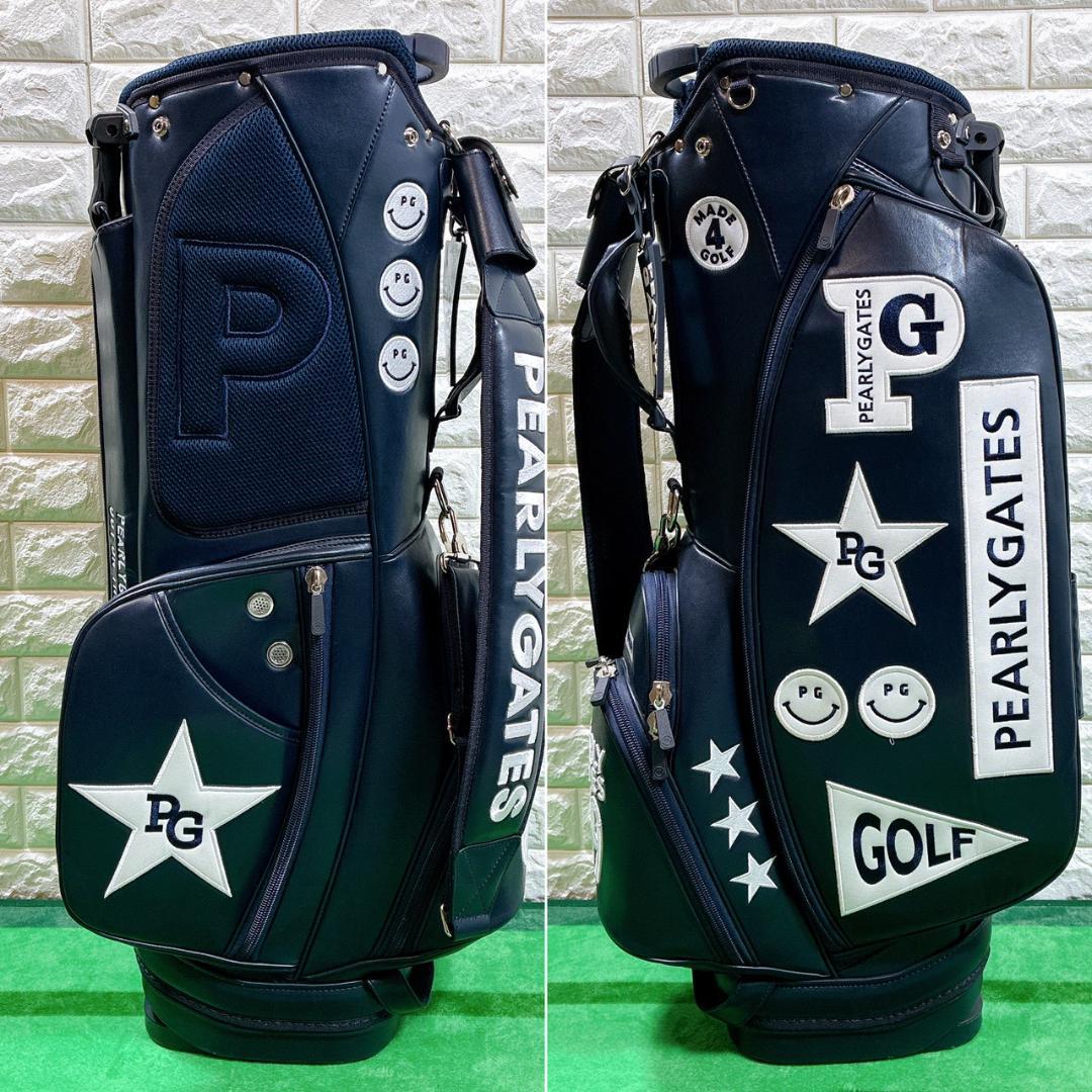 PEARLY GATES スタンド式 キャディバッグ ネイビー ネームタグ付