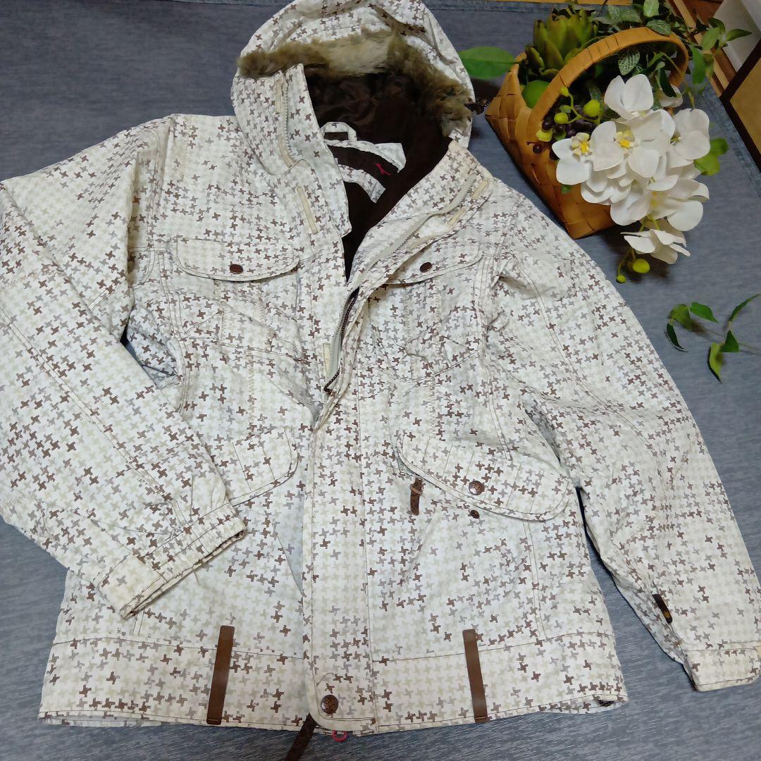 スノーボードウェア 上下セット カーキ ホワイト スキーウェア