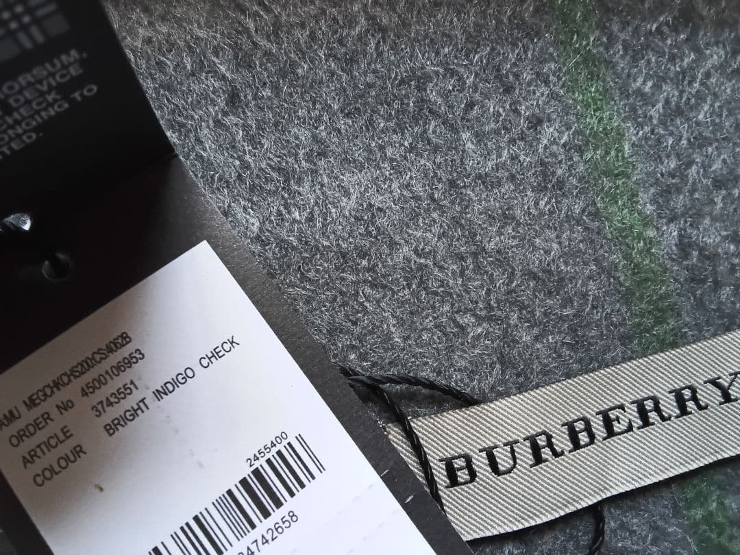 バーバリーBURBERRY マフラーストール カシミヤ グレー 6068
