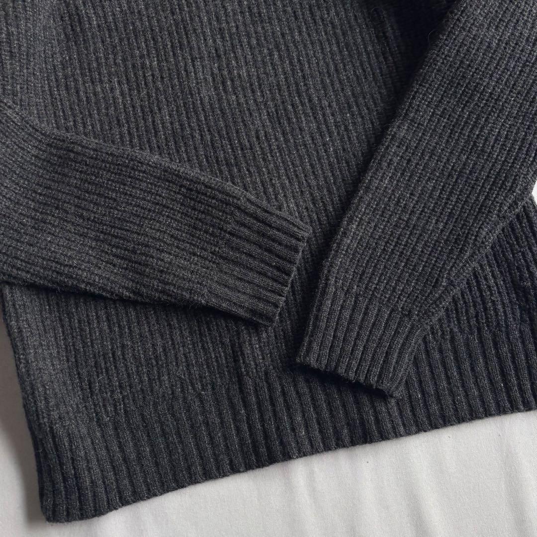 00s COMME CA ISM wool drivers knit レザー切替