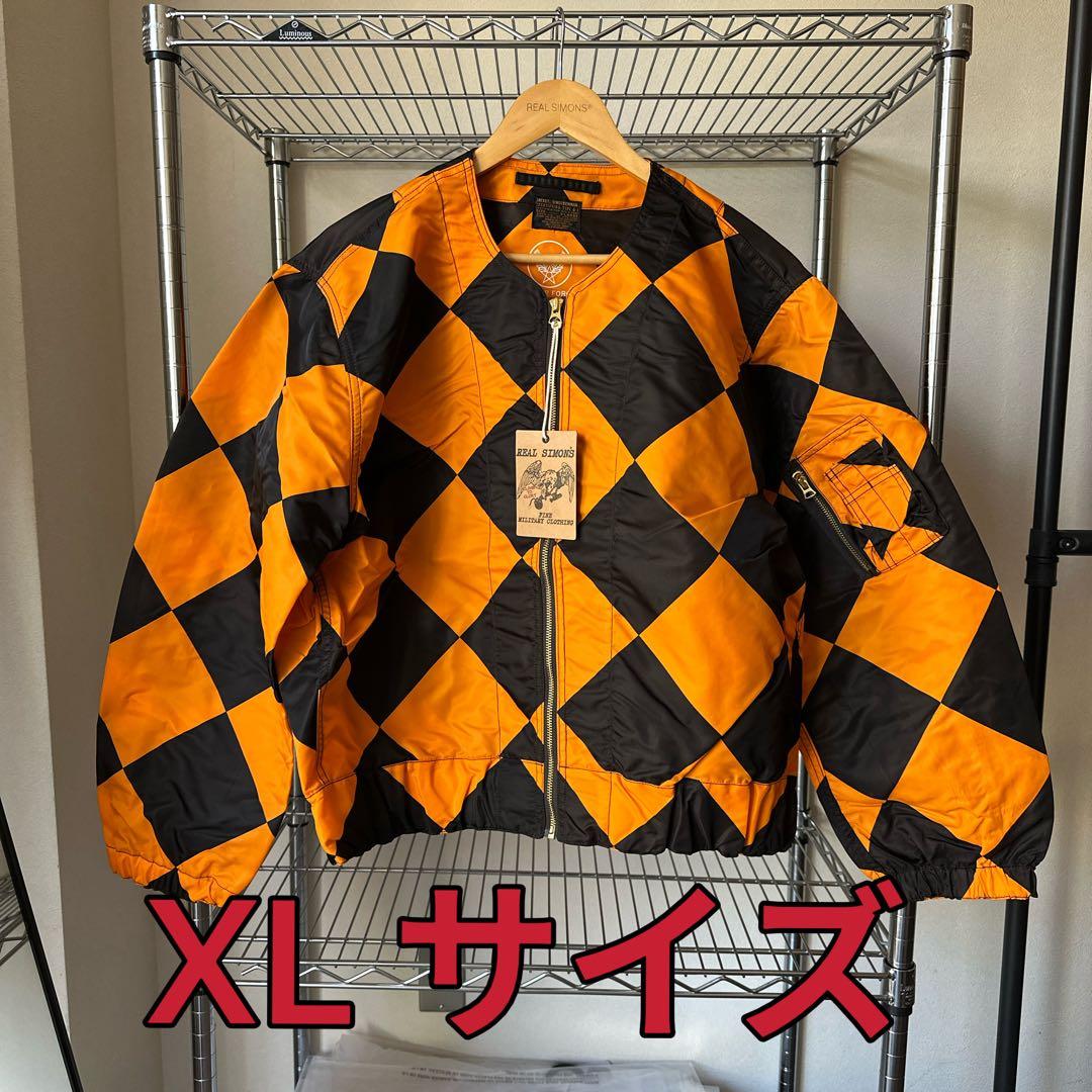 XLサイズ　REAL SIMONS G1ジャケット オレンジ黒チェック振り旗