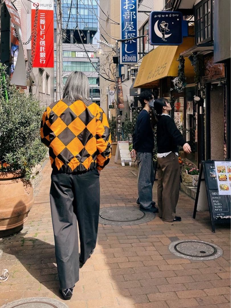 XLサイズ　REAL SIMONS G1ジャケット オレンジ黒チェック振り旗