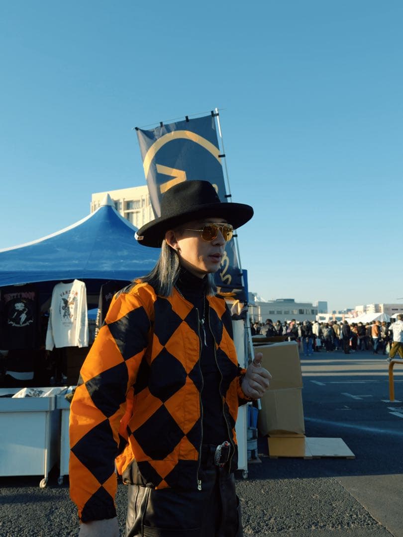 XLサイズ　REAL SIMONS G1ジャケット オレンジ黒チェック振り旗